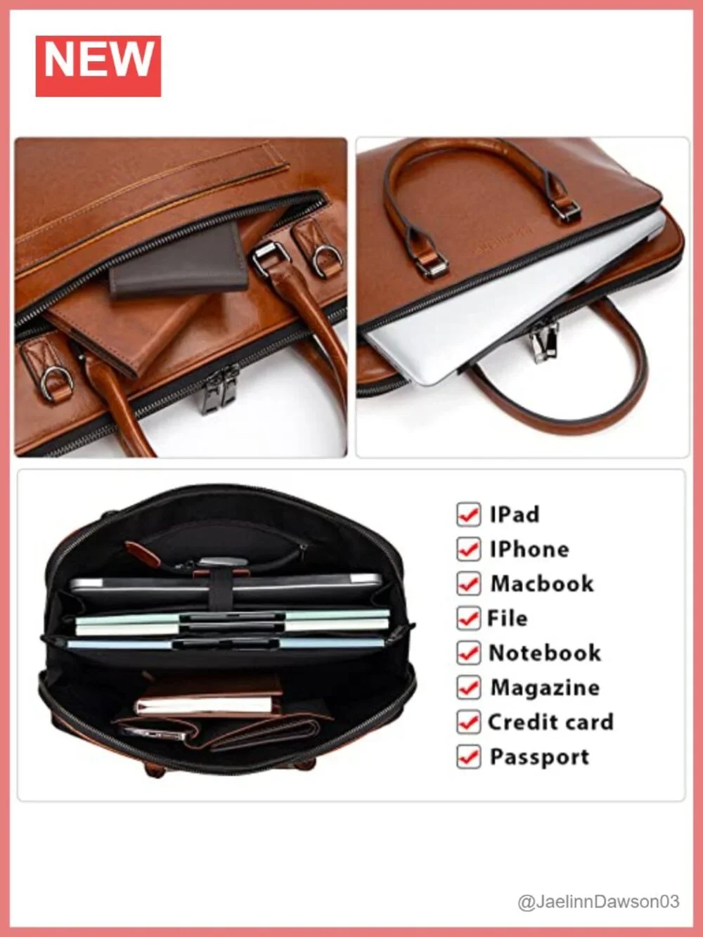 Genuine Leather Laptop Messenger Bag for Men 15.6